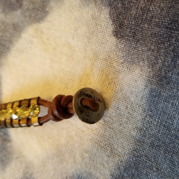 **LAST CHANCE** Chan Luu Brown Leather and Gold Crystal Bracelet - Picture 3 of 5